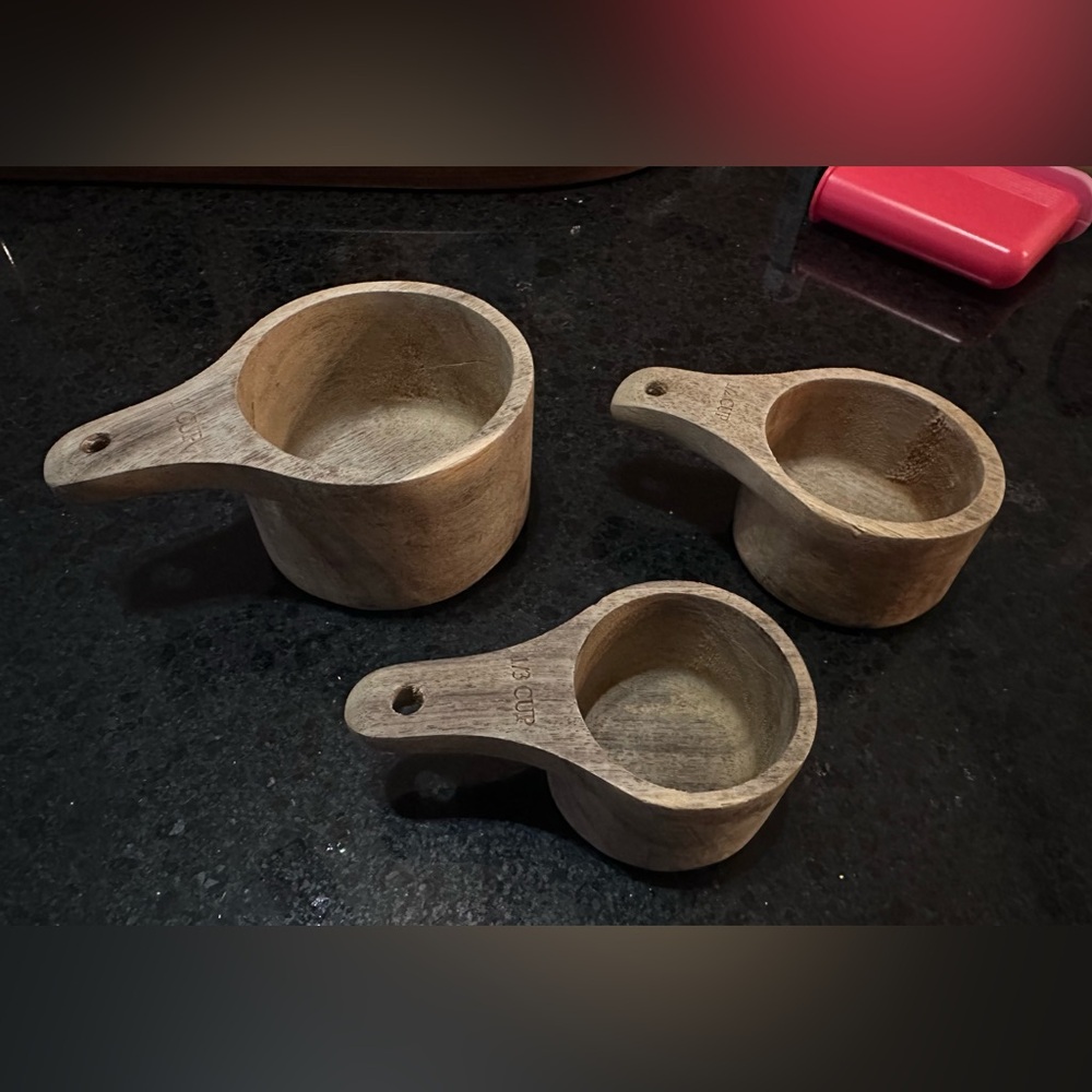 Rustic wooden measuring cups